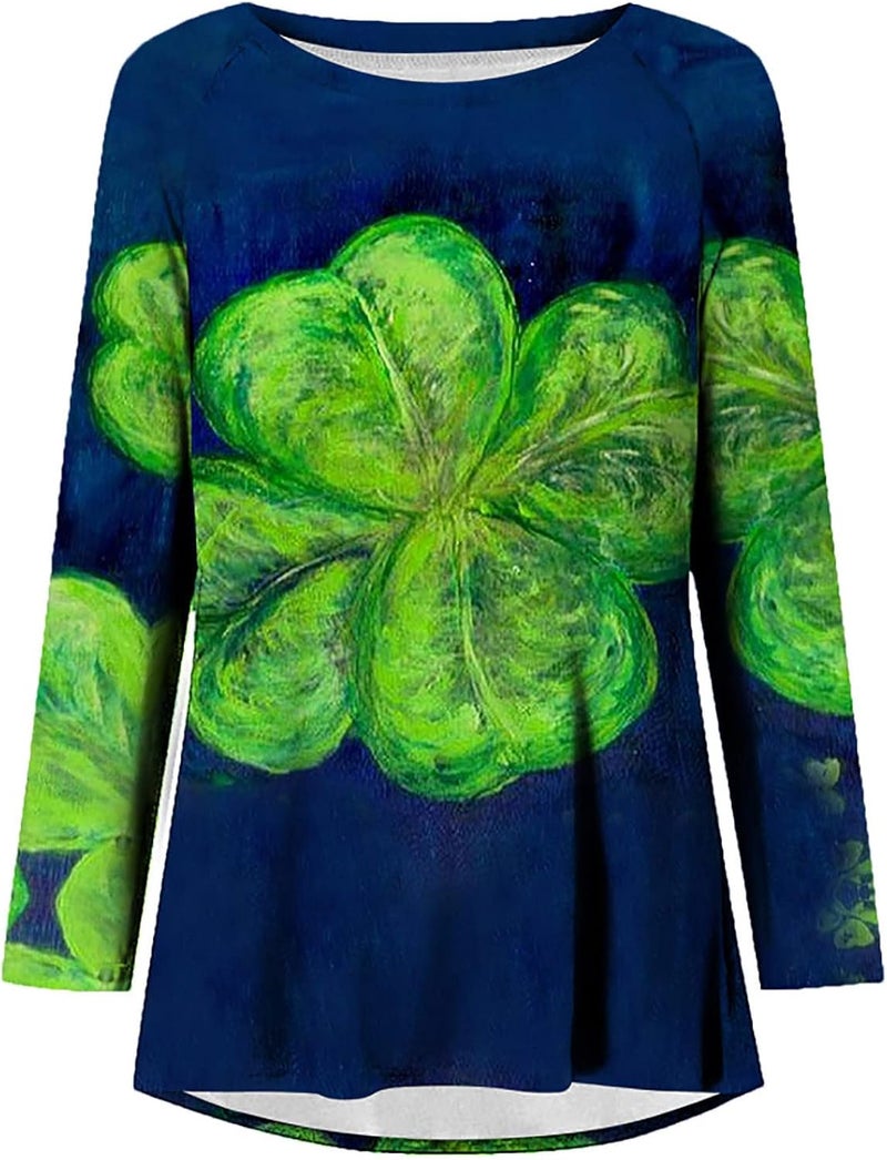 cheekyglo St Patricks Day Sweatshirts for Women Loose Long Sleeve Shirts Shamrock Print Blouse Saint Patricks Day Pullover Tops - Image 4