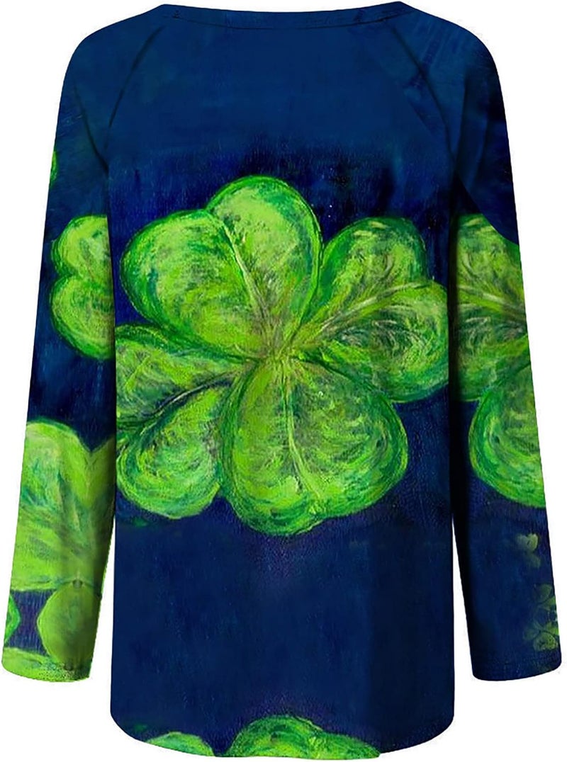cheekyglo St Patricks Day Sweatshirts for Women Loose Long Sleeve Shirts Shamrock Print Blouse Saint Patricks Day Pullover Tops - Image 5