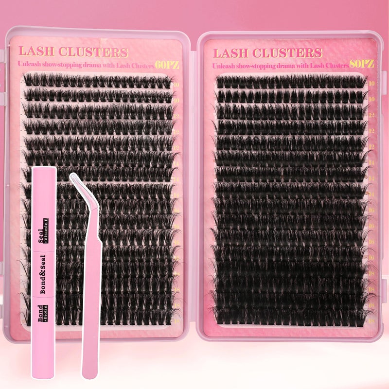 Gmagictobo Volume Lash Extension Kit Thick Cluster Eyelash Extensions 10-18MM Lash Clusters 640Pcs Individual Lash Extensions DIY Lashes Clusters with Lash Bond and Seal Lash Tweezers - Image 1