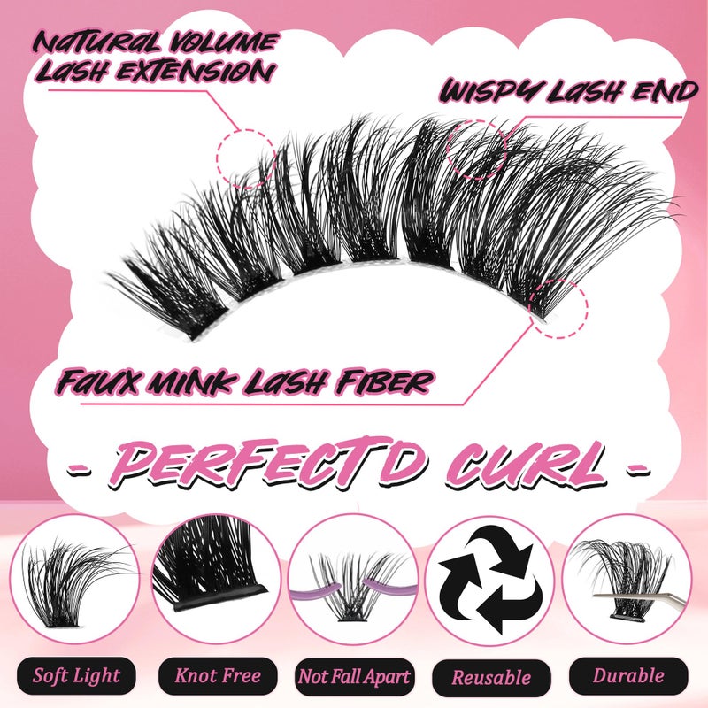Gmagictobo Volume Lash Extension Kit Thick Cluster Eyelash Extensions 10-18MM Lash Clusters 640Pcs Individual Lash Extensions DIY Lashes Clusters with Lash Bond and Seal Lash Tweezers - Image 4