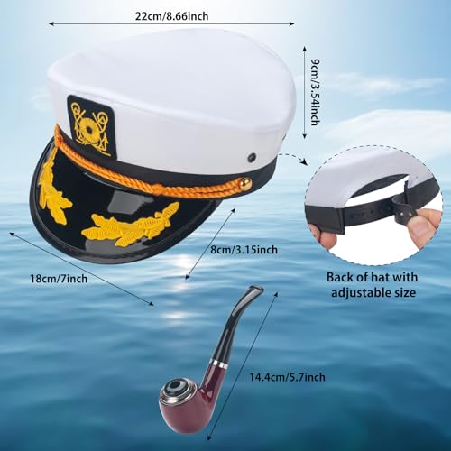 ERDOGLY Captain Hat for Men Women, Sailor Costume Accessories with Captain Prop & Aviator Sunglasses, Navy Yacht Boat Cap Ship Rock Party Dress up Gifts (4pcs) - Image 2