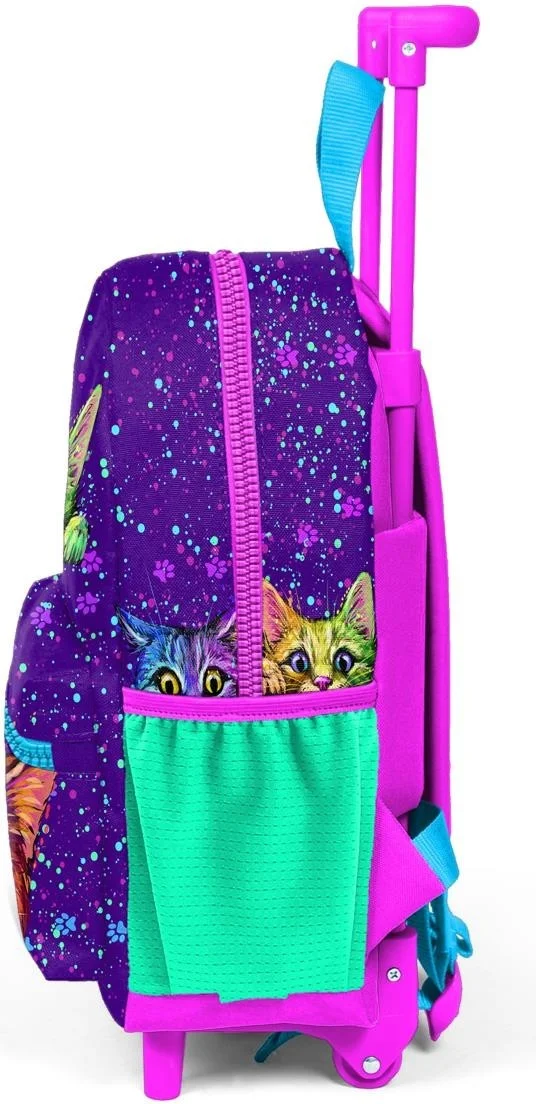 CORAL HIGH Mini Nest Squeegee Backpack Purple Pink Cat Patterned Two Compartments 24032
