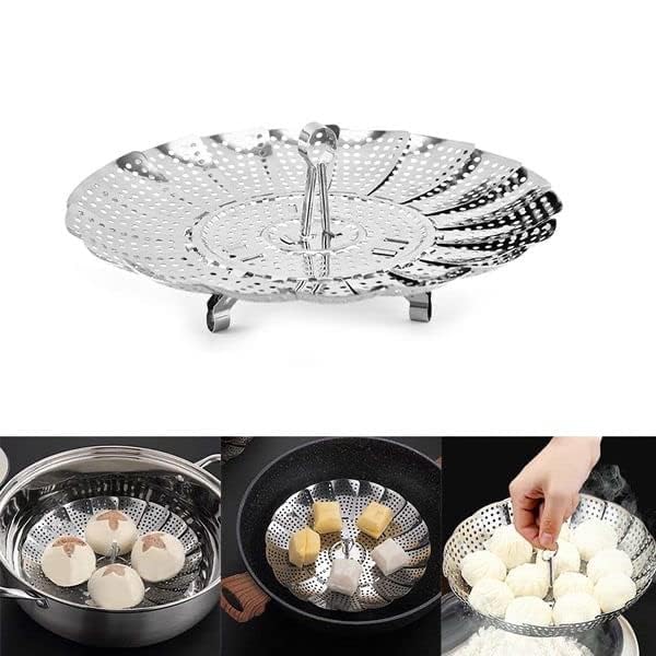 SHOPHOUSSES STREET SHOPHOUSSES STREET Stainless Steel Veggie Steamer Basket Food Steamer Expandable Vegetable Steamer Insert for Cooking Fits Various Size Pots Pans Steam Basket with Removable Center Post - Image 5