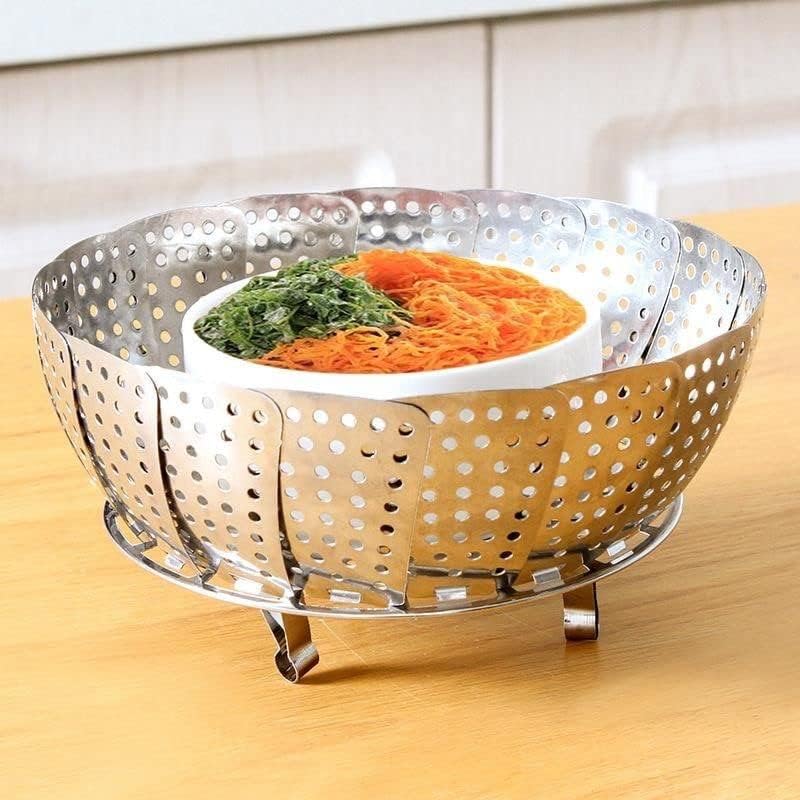 SHOPHOUSSES STREET SHOPHOUSSES STREET Stainless Steel Veggie Steamer Basket Food Steamer Expandable Vegetable Steamer Insert for Cooking Fits Various Size Pots Pans Steam Basket with Removable Center Post - Image 3