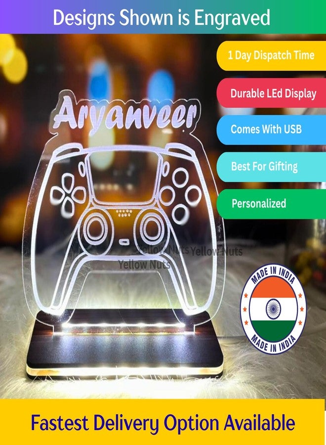 Yellow Nuts Personalized Name led Night Table Acrylic Engraved Lamp Customized Gifts for Kids Birthday Gift Custom Name Game Remote (Video Game Remote) - Image 5