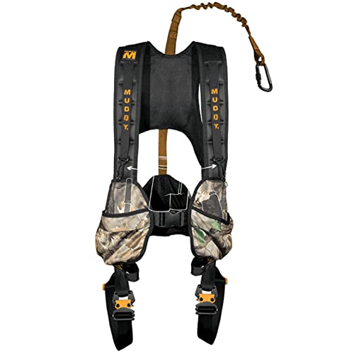 Muddy Hunting Tree Stand Safety Systems Lightweight Padded Nylon QuickRelease Crossover Harness Combo XLarge - Image 1