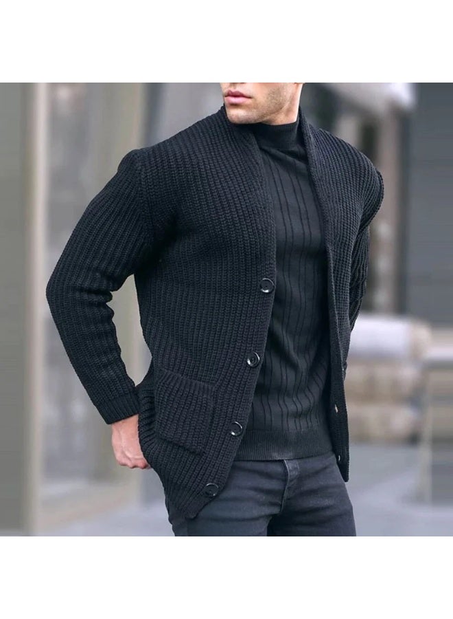 NIBEMINENT Men Casual Knitting Cardigan Autumn Winter Sweater Coats Solid Long Sleeve Male Jacket Daily Style Pocket Streetwear Tracksuits - Image 1