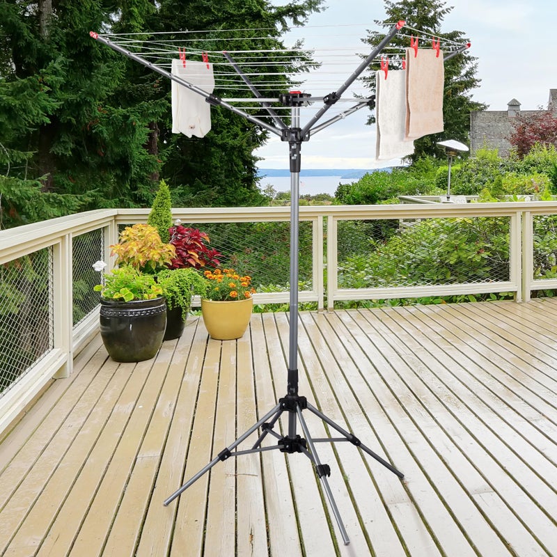 STO STO Portable Umbrella Clothesline, 82 Feet Rotary Drying Rack with Adjustable Height, Freestanding Laundry Line for Backyard, Patio, Balcony & Camping, Easy Setup with Carry Bag, No Tools Required - Image 3