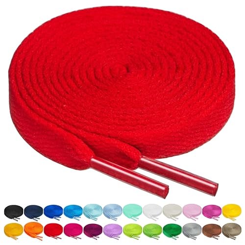 Birch Shoelaces in 27 Colors Flat 5/16" Shoe Laces in 4 Different Lengths (56" (142cm), Red) - Image 1