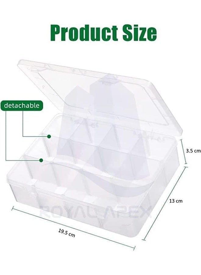 Biella PVC Compartment Container, Bead Storage Organizer Box Case with 12 Grids Adjustable & Removable Dividers for Jewelry Craft Tackles Tools, Screw Etc. (ONLY BOX) (PACK OF 2) - Image 2