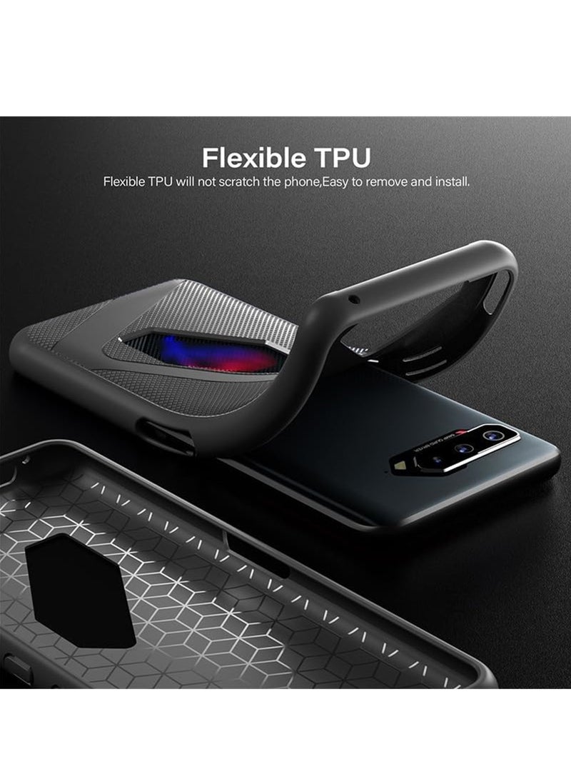 سيوسي غطاء لهاتف Asus ROG Phone 7، غطاء رفيع للغاية من مادة TPU المرنة، غطاء مقاوم للصدمات من الدرجة العسكرية، جراب هاتف نحيف مضاد لبصمات الأصابع، غطاء هاتف أنيق لهاتف Asus ROG Phone 7، أسود - Image 2