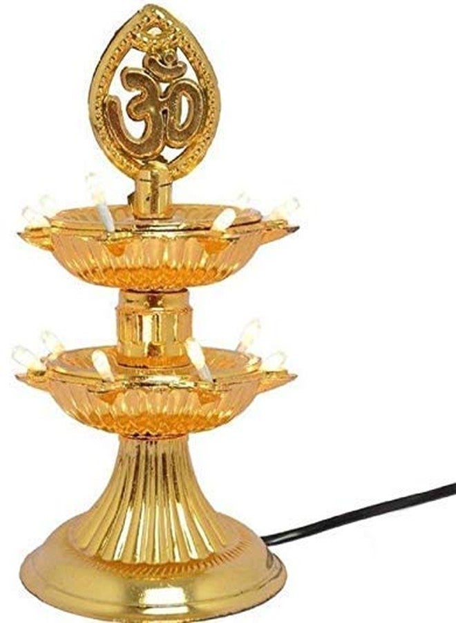 Diktmark Plastic Diwali Diya Light Lamp, Pooja Deepak 2 Layers Led Lamp For Deepawali Puja (Golden, Pack of 1) - Image 2