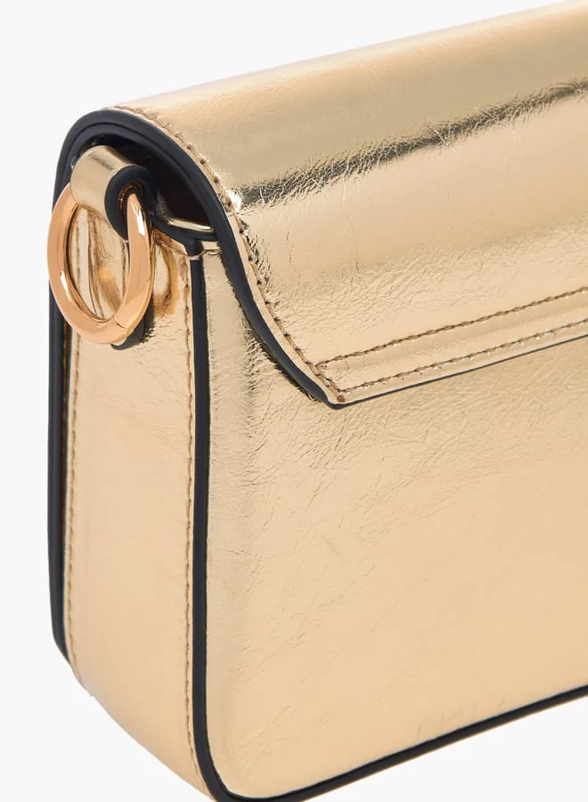 Paprika Women Logo Detail Crossbody Bag with Chain Strap and Flap Closure