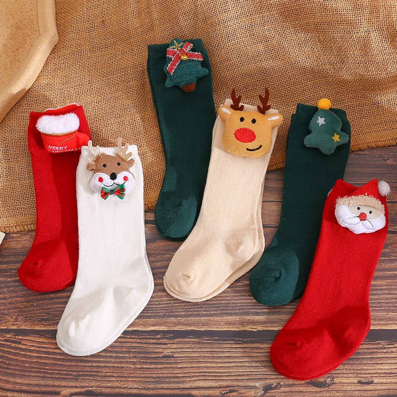 Ins Spanish Kidsren'S Bow Stockings Christmas Cartoon Doll Baby Socks Pure Plaings New Year - Image 4