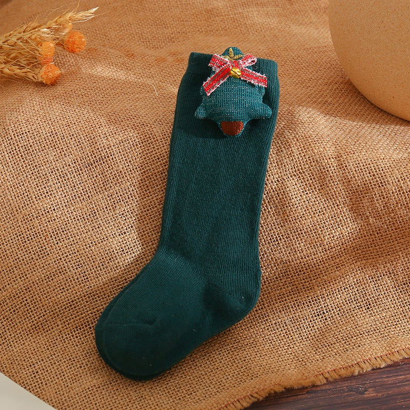 Ins Spanish Kidsren'S Bow Stockings Christmas Cartoon Doll Baby Socks Pure Plaings New Year - Image 1