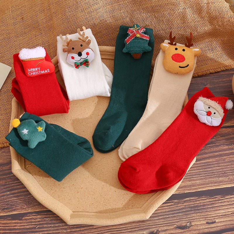 Ins Spanish Kidsren'S Bow Stockings Christmas Cartoon Doll Baby Socks Pure Plaings New Year - Image 5