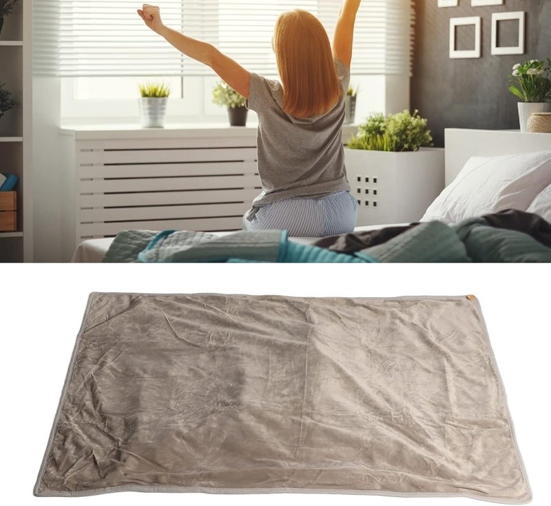 OUKA Heated Blanket, Flannel Material Soft Comfortable Warm Electric Throw Blanket for Home Relaxing Sleeping (Grey) - Image 4