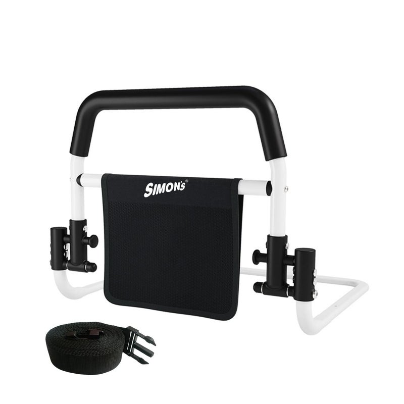 Simon's Foldable Steel bedrail with Foam Grips and Storage Pouch for Bed Side Railing of Elderly and Adult Bed Safety Grab bar - Image 1
