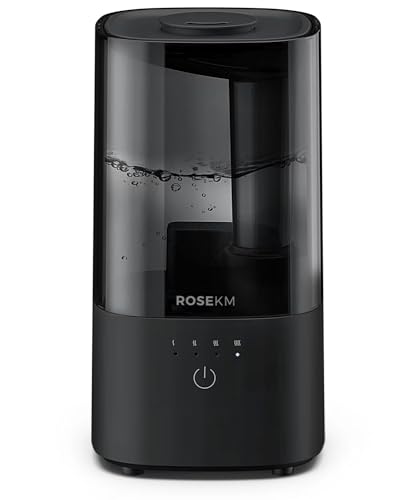 ROSEKM Humidifiers for Bedroom (1.1L), Small Cool Mist Humidifier for Home Plant and Baby Nursery, Quiet Ultrasonic Humidifier with 360° Nozzle, Auto Shut-Off, Filterless, Black - Image 1
