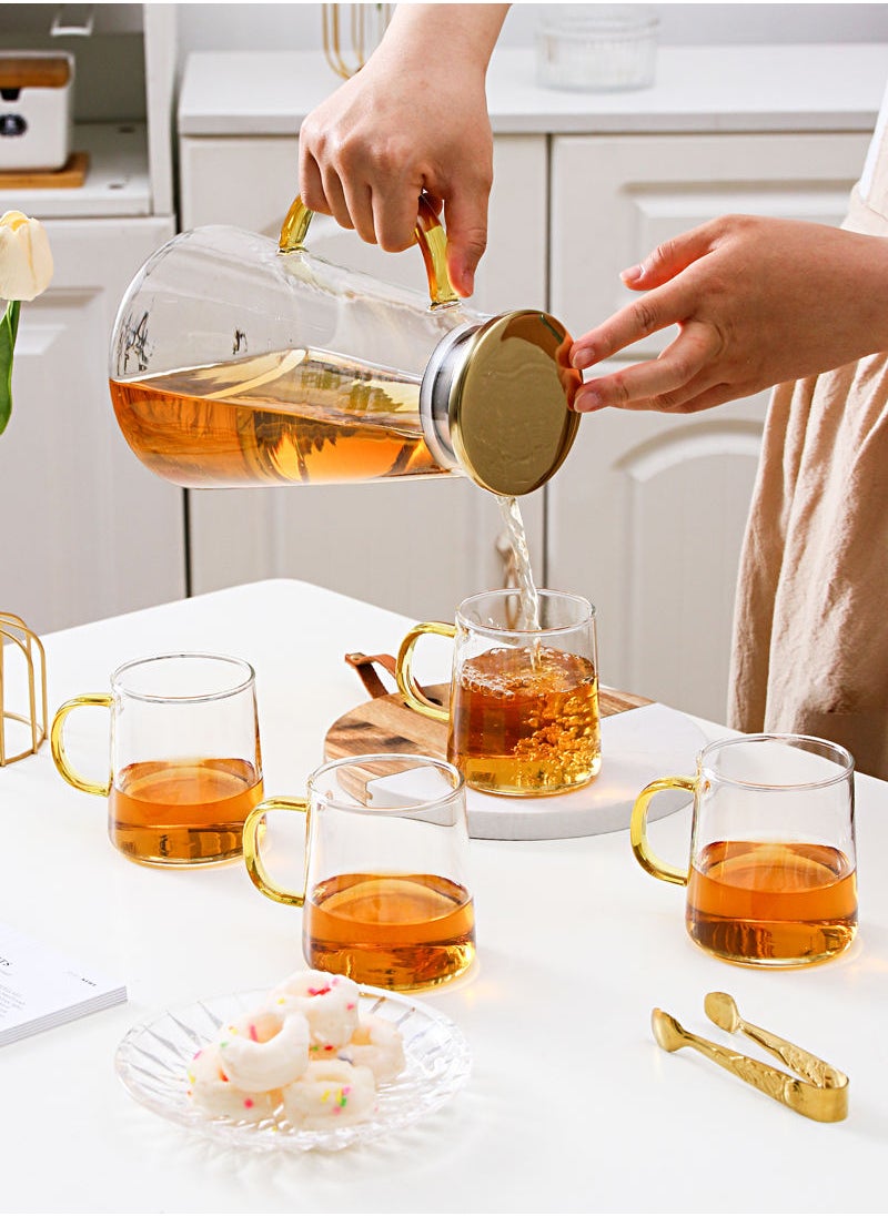 Shuer - Light Luxury Glass Kettle And Cup Set Household Nordic With One Pot And Four Cups - Image 1