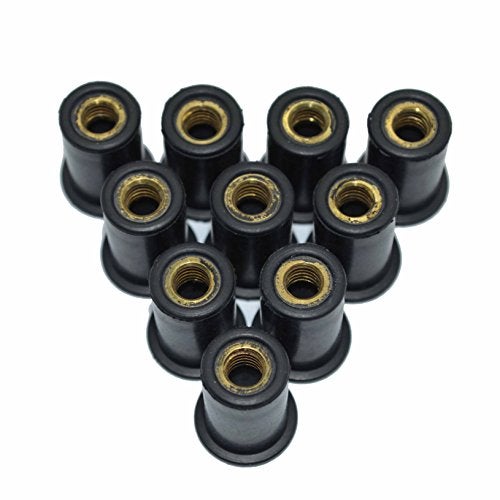 Omonic Rubber Well Nuts with M6 Brass Insert 6mm Metric Wellnuts Motorcycle Windscreen - Image 1