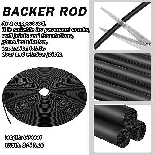 Frienda Backer Rod Foam Rubber Caulk Saver Concrete Expansion Joint Filler Weather Strip Seal for Gaps and Joints (Black,1/4 Inch x 50 ft) - Image 2