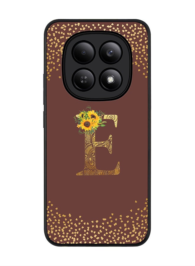 For Xiaomi Redmi Note 15 4G Case,Slim fit Camera Protection, Shockproof Thin Phone cover  - Custom Floral Monogram - E  (Brown )