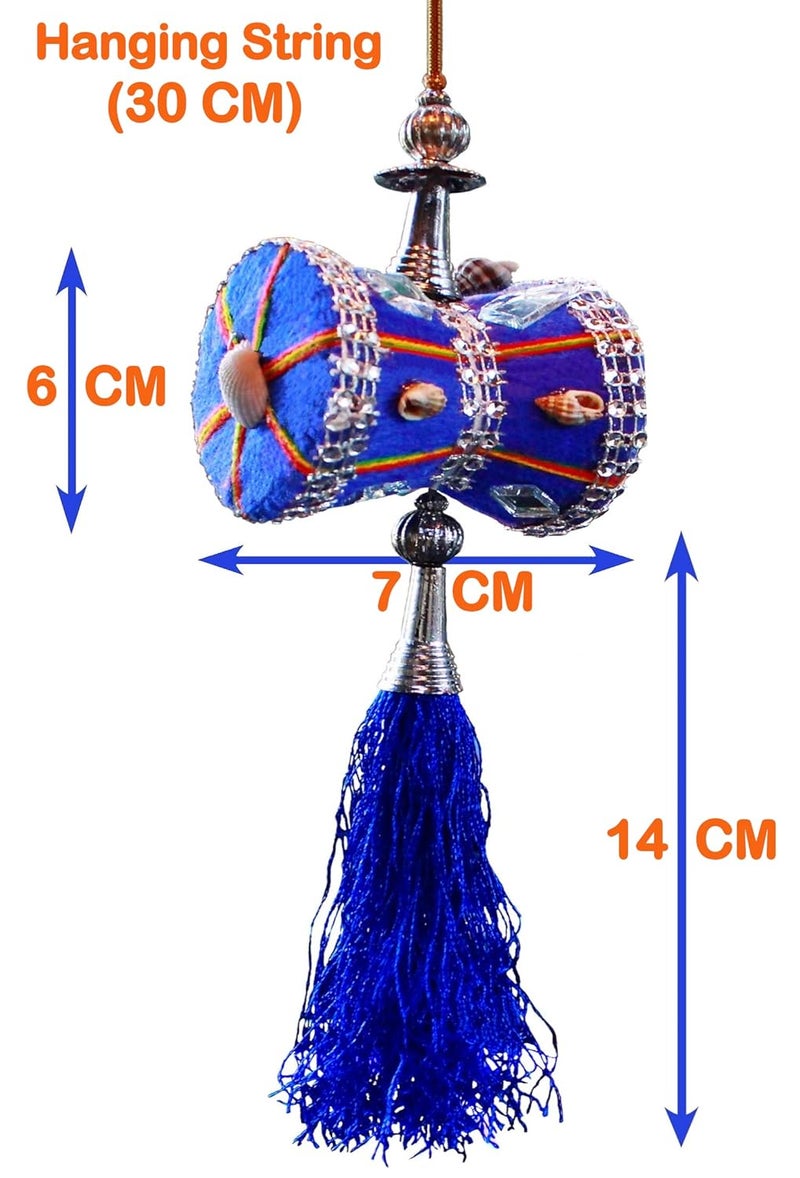 Unique Utilities U & U UNIQUE UTILITIES Car Mirror Hanging Damru | Cloth Car Hanging Shiva Damru | Spiritual Car Interior Decor Accessories, 7 x 6 x 6 cm, Blue - Image 3