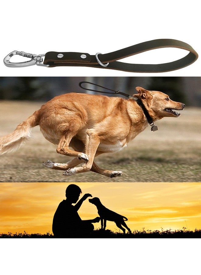AncBace Short Leather Dog Leash 14 Inch Lead With 360 Heavy Duty Metal Clip - Soft, Strong, Light for Medium and Large Dogs - Pet Training Walking Rope - Image 2