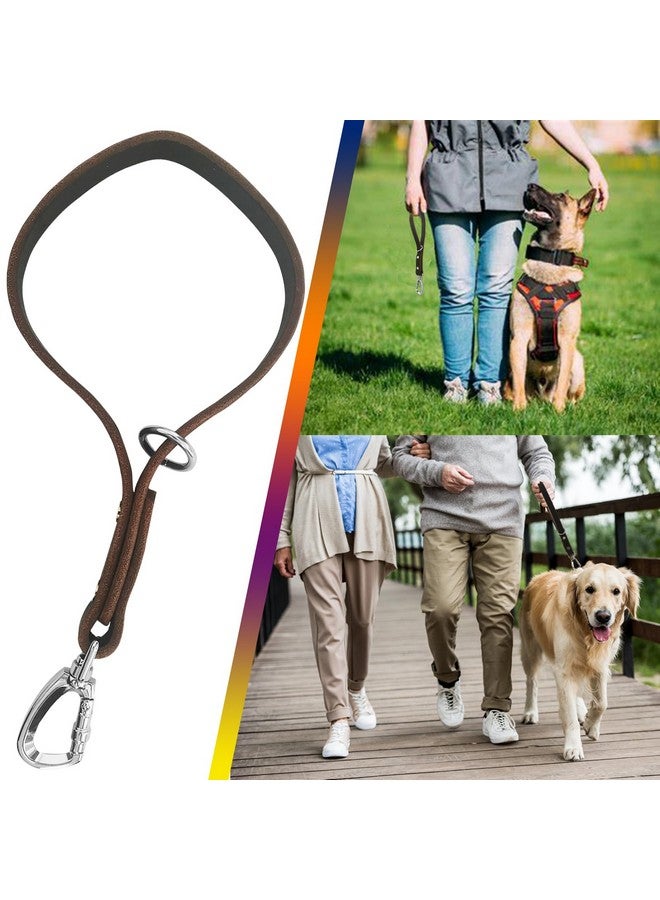 AncBace Short Leather Dog Leash 14 Inch Lead With 360 Heavy Duty Metal Clip - Soft, Strong, Light for Medium and Large Dogs - Pet Training Walking Rope - Image 3