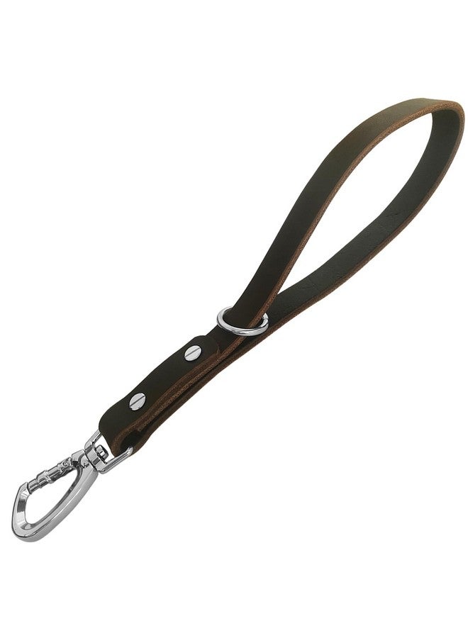 AncBace Short Leather Dog Leash 14 Inch Lead With 360 Heavy Duty Metal Clip - Soft, Strong, Light for Medium and Large Dogs - Pet Training Walking Rope - Image 1