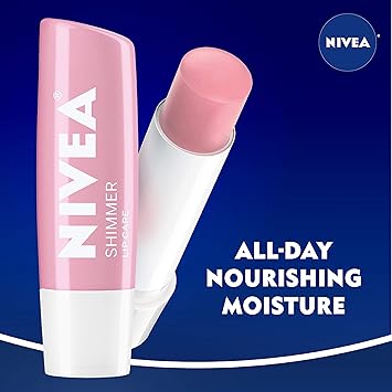 NIVEA Shimmer Lip Care Pearly Shimmer for Chapped Lips Moisturize All Day 17 oz Stick Pack of 6 - Image 5