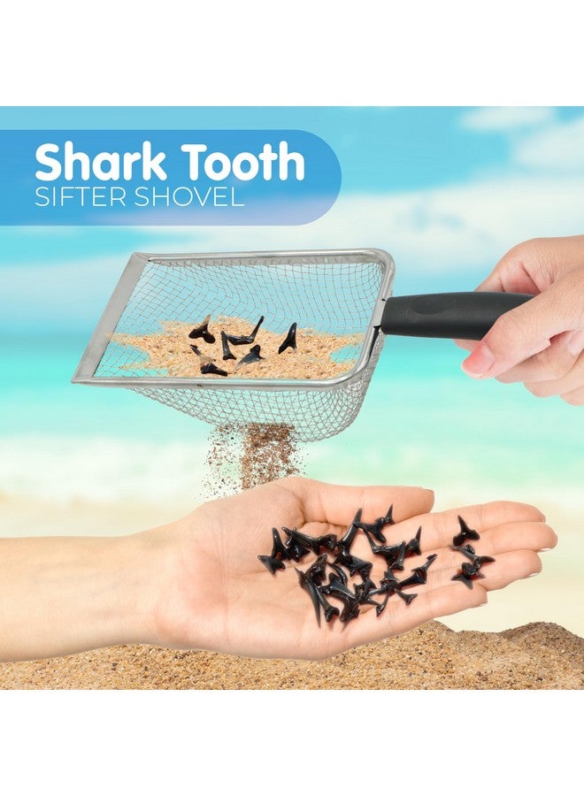 4E's Novelty 2X Shark Tooth Sifter For Beach With 2X Small Mesh Beach Bag For Shell Collecting, Metal Sand Scoop For Picking Up Shells - Beach Toys For Kids (2 Sets) - Image 2