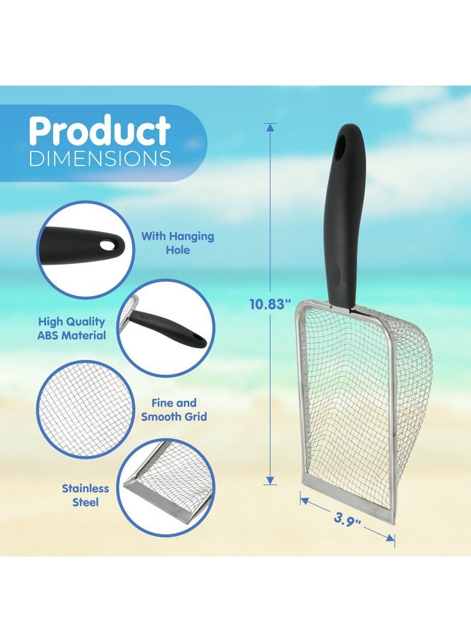 4E's Novelty 2X Shark Tooth Sifter For Beach With 2X Small Mesh Beach Bag For Shell Collecting, Metal Sand Scoop For Picking Up Shells - Beach Toys For Kids (2 Sets) - Image 4