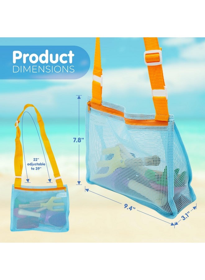 4E's Novelty 2X Shark Tooth Sifter For Beach With 2X Small Mesh Beach Bag For Shell Collecting, Metal Sand Scoop For Picking Up Shells - Beach Toys For Kids (2 Sets) - Image 3