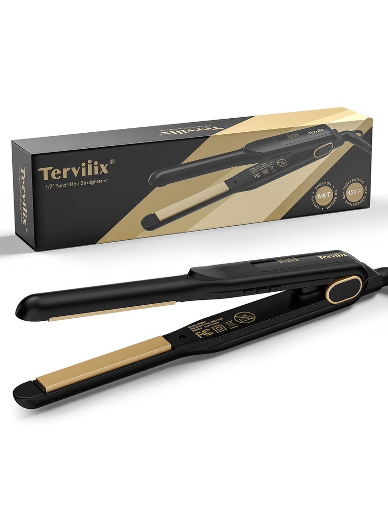 Terviiix Terviiix 12 Inch Flat Iron for Short Hair Small Hair Straightener and Curler 2in1 for Pixie Cuts  TouchUps Rounded Edge Mini Flat Iron for Men and Women Dual Voltage TravelFriendly 