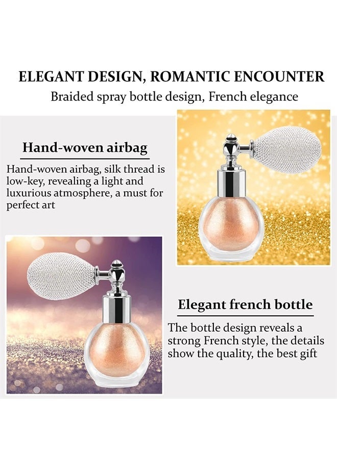 MAEPEOR Highlighter Powder Spray 5 Colors Glitter High Gloss Spray Shimmer Sparkle Powder Makeup Spray for Face Body Hair Cosmetic (02 Champagne) - Image 4