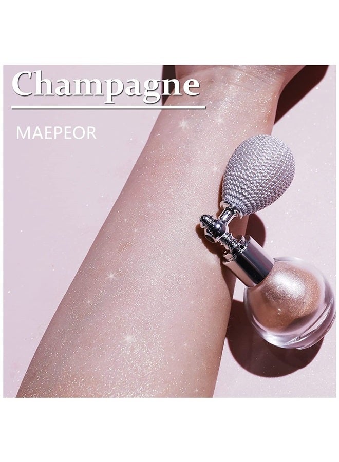 MAEPEOR Highlighter Powder Spray 5 Colors Glitter High Gloss Spray Shimmer Sparkle Powder Makeup Spray for Face Body Hair Cosmetic (02 Champagne) - Image 3