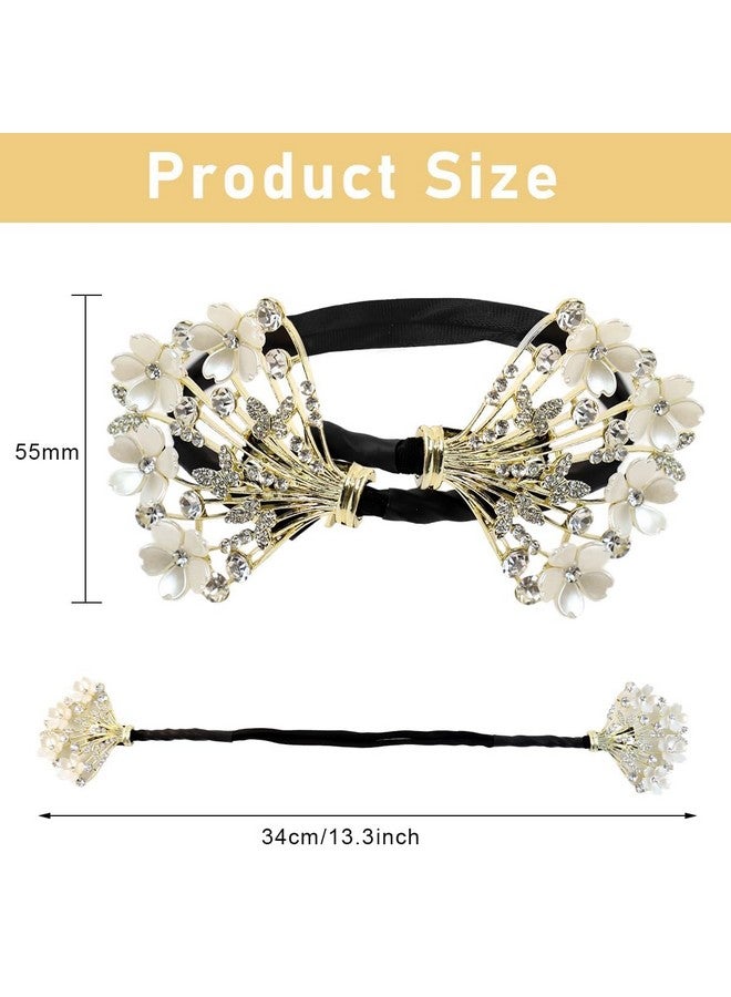 SNAPCOM Hair Bun Accessories for Women Quick Bun Maker for Hair Medium Thick Hair Bun Clips for Women White Floral Rhinestone Hairstyle Accessories Twist Bun Clips for Hair for Daily (1 pcs) - Image 2