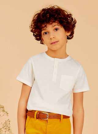 Boy Plain Jersey T-Shirt With Buttoned Neckline With Pocket - pzsku/ZC0749089E12E2553B349Z/45/1748606101/c13c10f3-0004-40fe-98d7-24c0d8503310