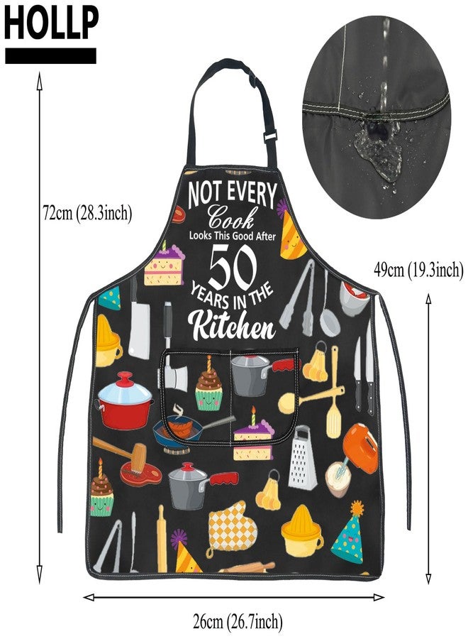 HOLLP 50th 60th 70th 80th Birthday Gift Not Every Cook Looks This Good After 50/60/70/80 Years In The Kitchen Apron (50) - Image 2