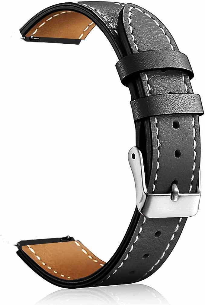 ADAMO Leather 20Mm Watch Strap Compatible For Bip U Pro/Gts/Bip 3 Pro/Icon Buzz And All 20Mm Wristwatch And Smartwatches, Black - Image 4