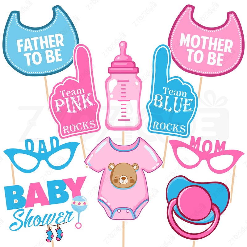 Zyozique® Baby Shower Decorations Kit, Baby Shower Party Props - Baby Showers Photo Booth Props Funny Creative Decor (10 Pcs) - Image 1