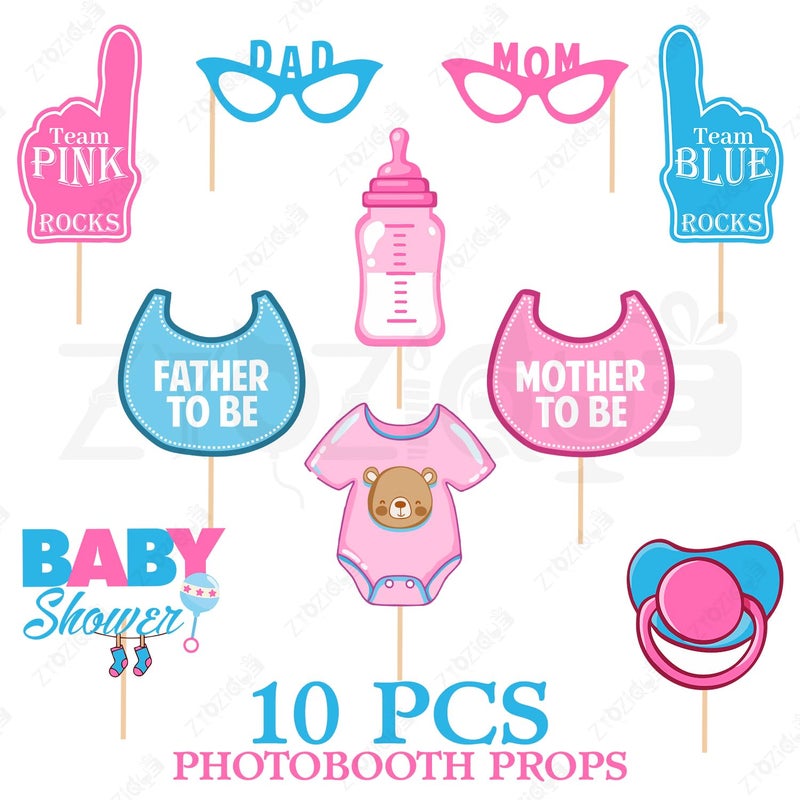 Zyozique® Baby Shower Decorations Kit, Baby Shower Party Props - Baby Showers Photo Booth Props Funny Creative Decor (10 Pcs) - Image 2