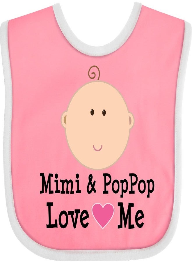 inktastic Mimi and PopPop Love Me Grandchild Baby Bib Pink and White 2e742 - Image 1