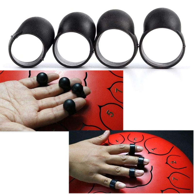 Steel Tongue Drum Finger Sleeves 4 Pack Silica Gel - Exquisite Workmanship Percussion Drum Finger Sleeves for Children Adults - Image 1