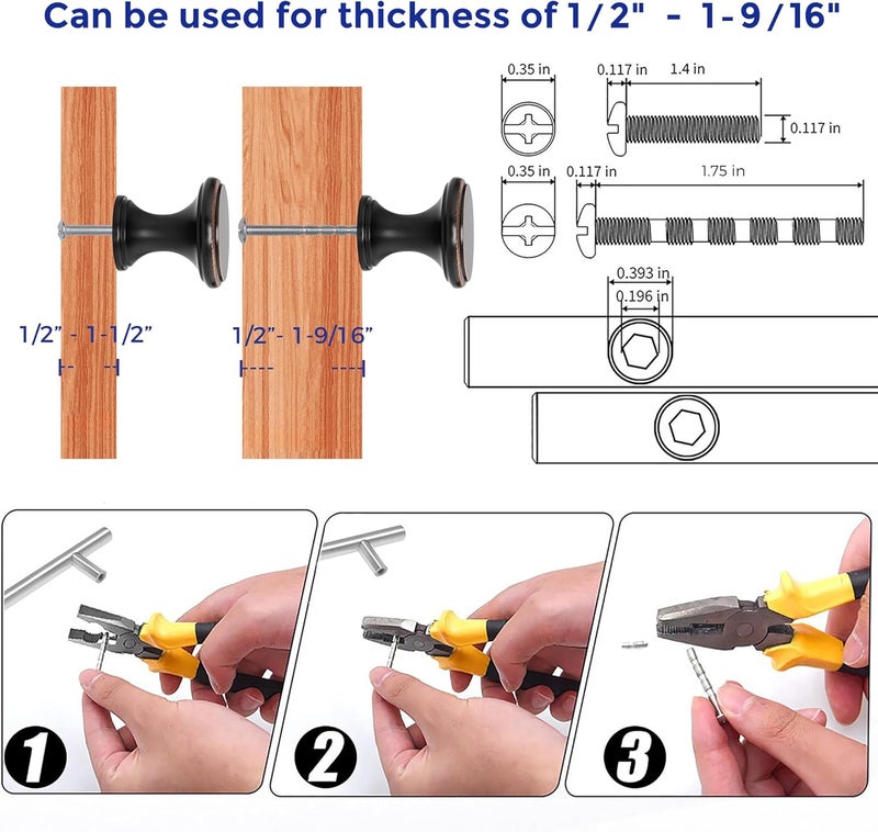 Ravinte 5 Pack Oil Rubbed Bronze Kitchen Cabinet Knobs, Solid Oil Rubbed Bronze Pulls Zinc Handles Simple Drawer Cabinet Hardware for Cupboard Drawer Knobs - Image 4