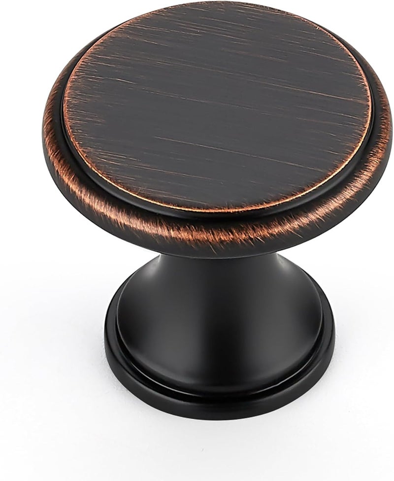 Ravinte 5 Pack Oil Rubbed Bronze Kitchen Cabinet Knobs, Solid Oil Rubbed Bronze Pulls Zinc Handles Simple Drawer Cabinet Hardware for Cupboard Drawer Knobs - Image 1