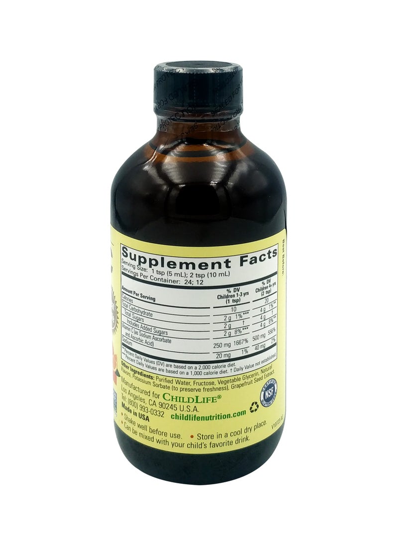 CHILDLIFE Childlife Essentials Liquid Vitamin C, Immune System Support Nutrtion for Kids - Natural Orange Flavour. 4 fl oz. (118ml)  - Image 2