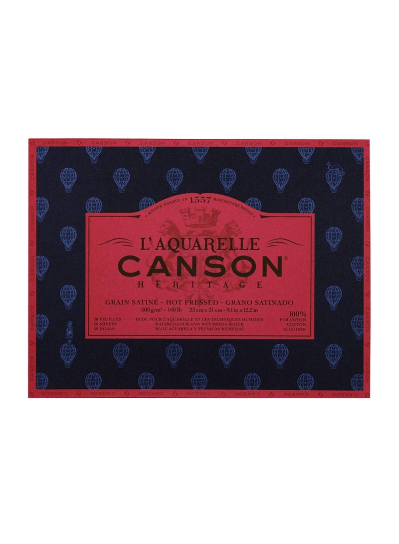 Canson Drawing Block Cotton100%Hot Pressed-23*31cm-300gm-20paper